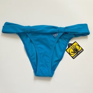 Body Glove Azuro Blue Bali Hipster Bikini Bottom XS NWT Folded Waistband Charm